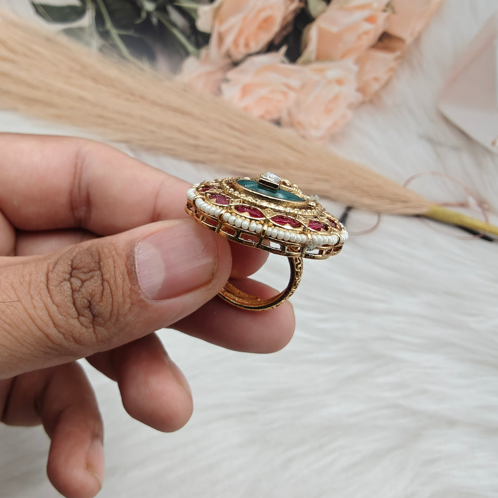 Saarthi Heritage Ring- Green Ruby