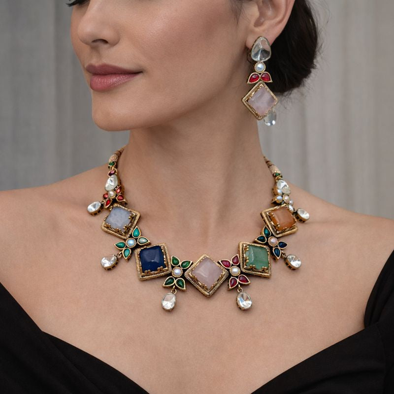 Sitara Premium Choker Necklace Set - Multi