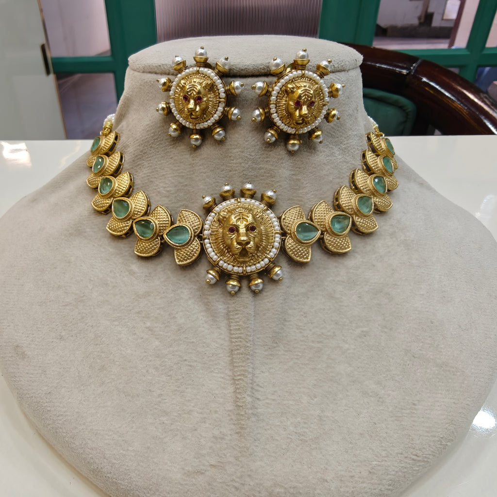 Bagh Sleek Choker Set- Mint