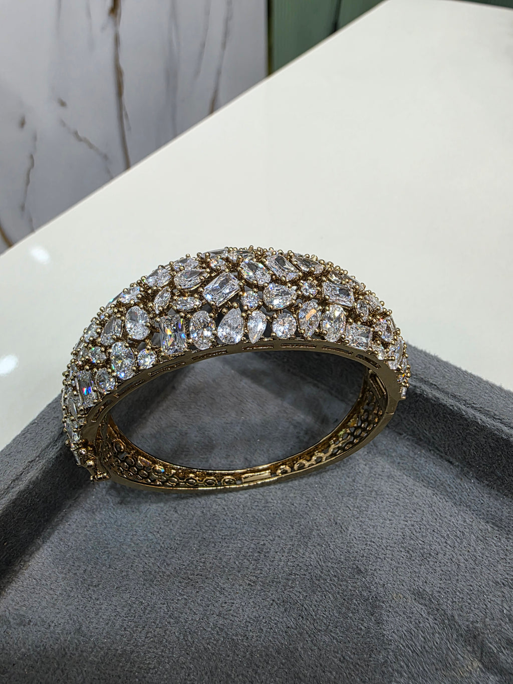 Nanki CZ Openable Cocktail Bracelet- Mehendi Polish