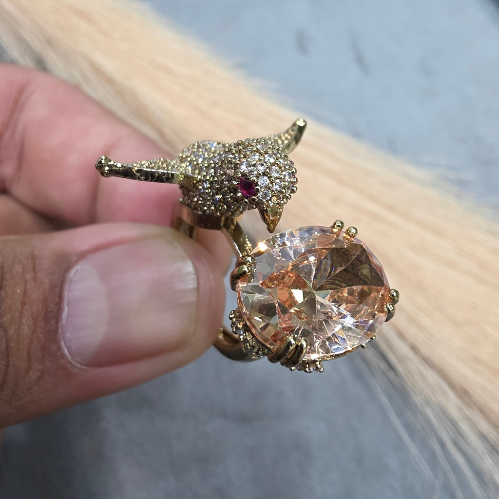 Arohi Bird Adjustable Ring- Champagne