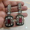 Sunakshi Doublet and Epoxy Earrings- Ruby Red and Green