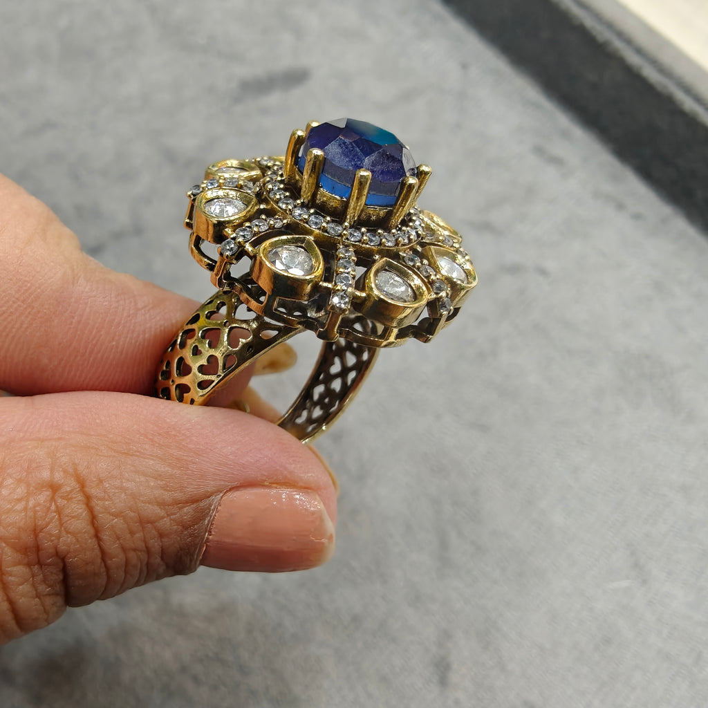 Twisha Doublet Adjustable Ring- Blue