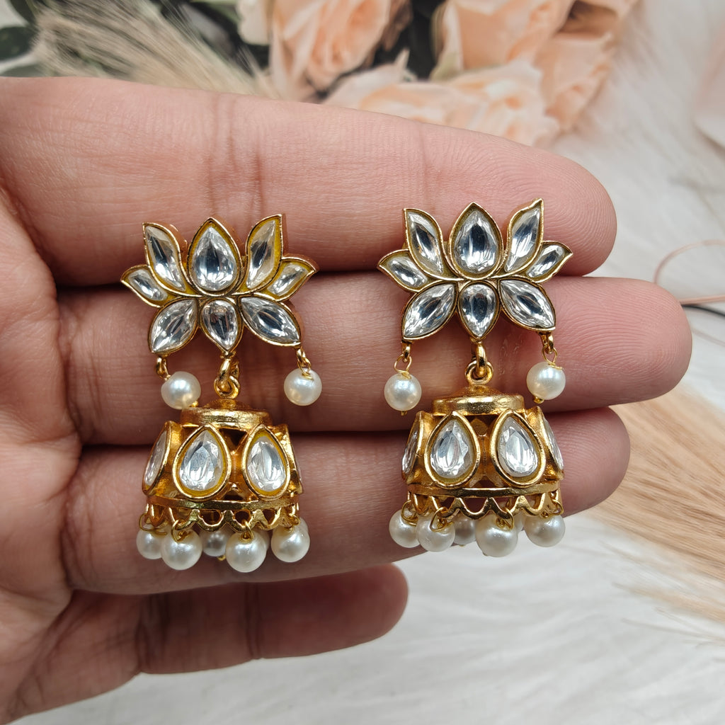 Lotus Jadtar Kundan Light weight Amrapali Jhumki