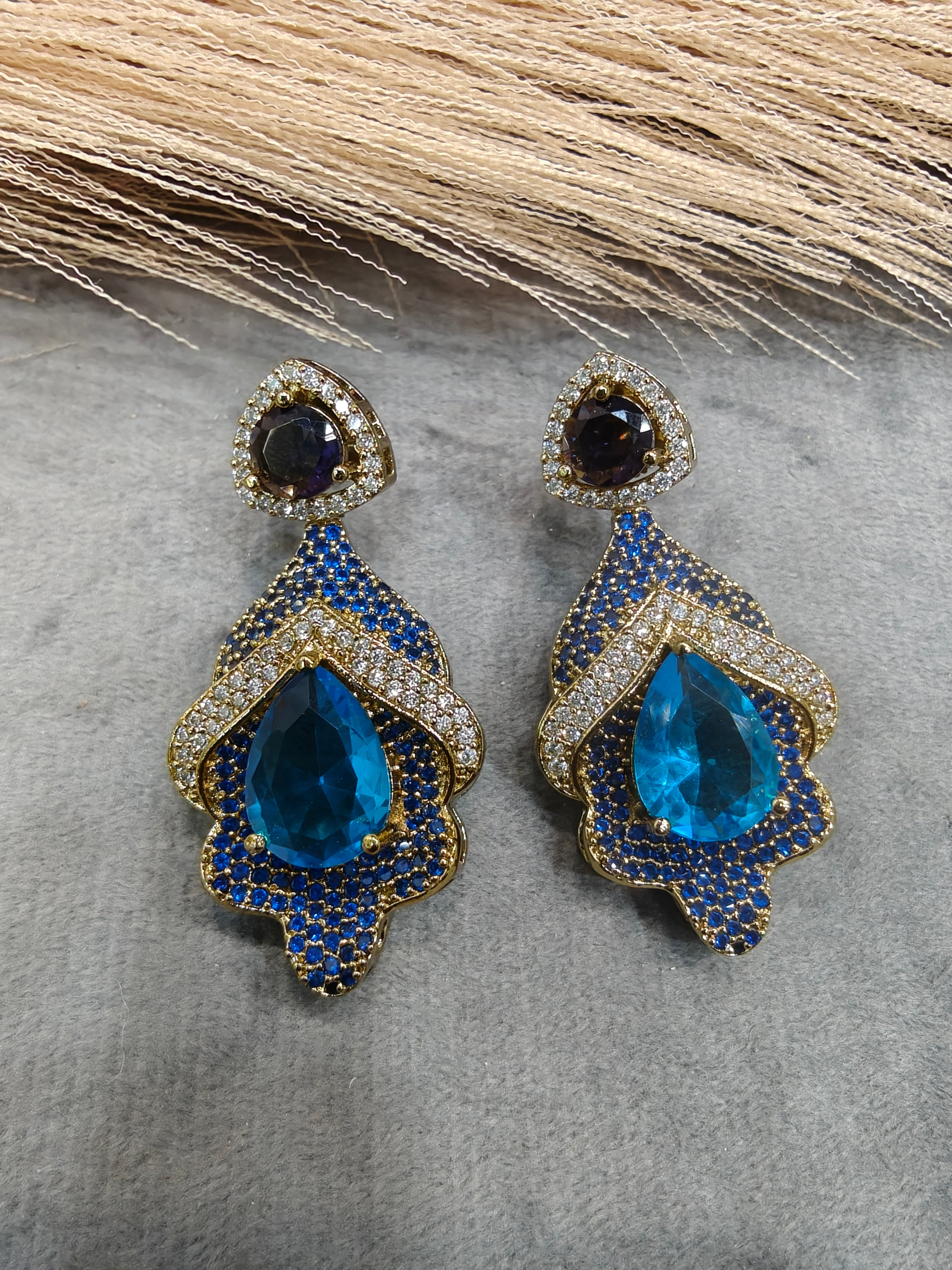 Kriti Designer Earrings- Blue