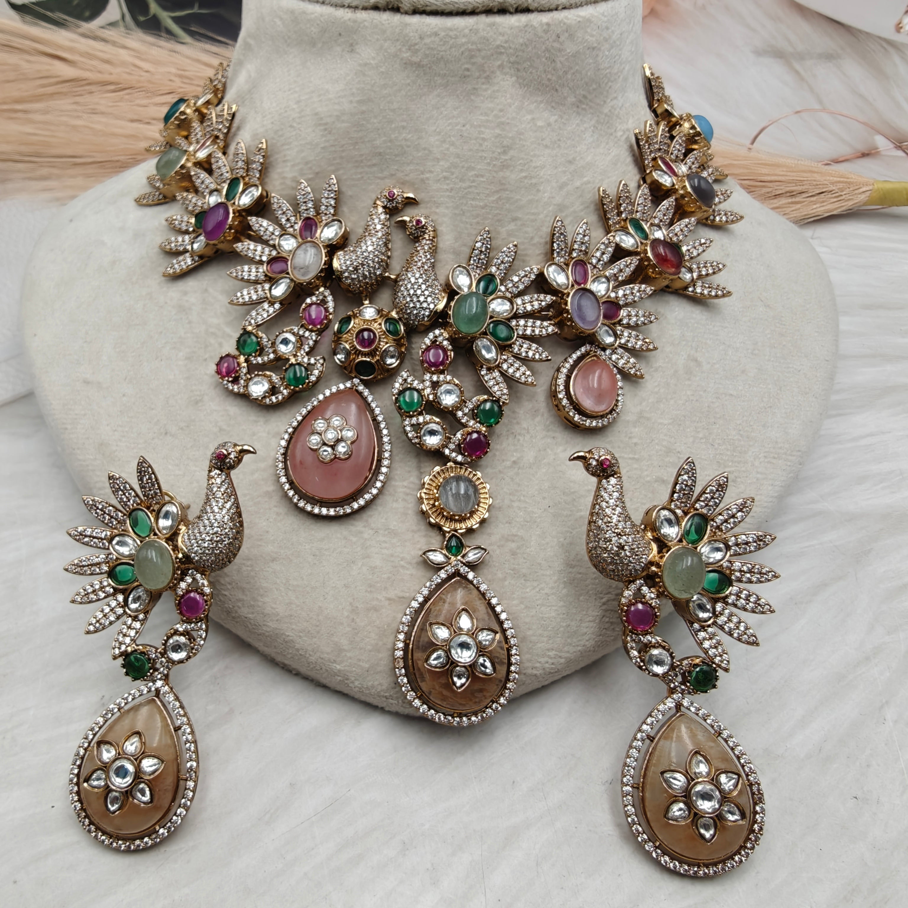 Apsara Premium Heritage Gemstone Fusion Necklace Set