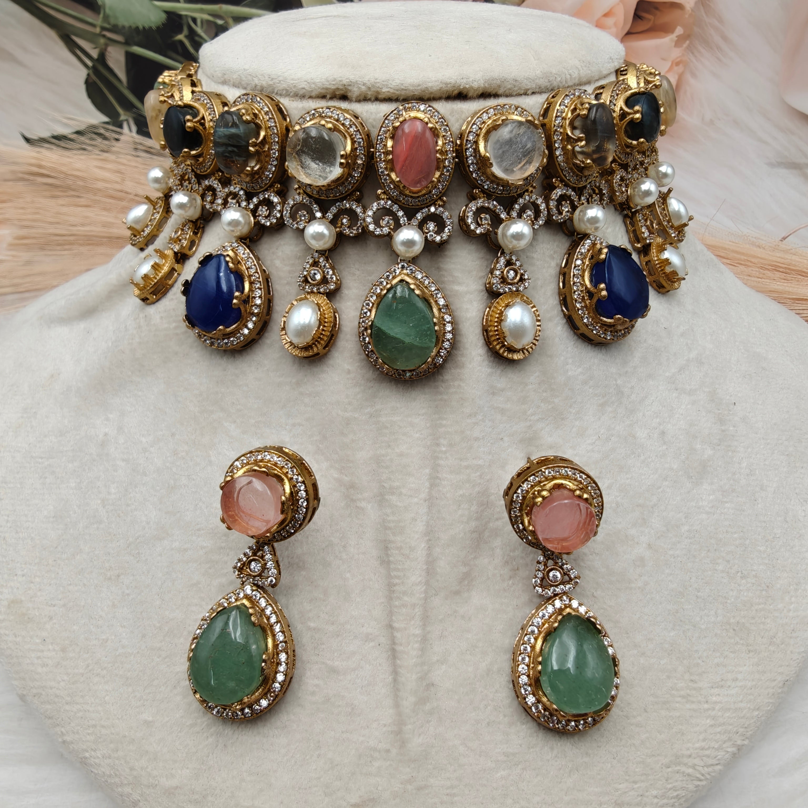 Sabya Inspired Bhuri Necklace Set - Multi