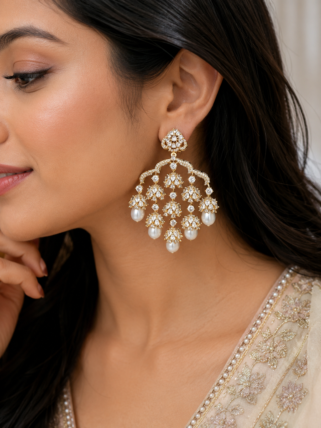 Kalpana Chandelier AD Earrings