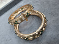 Priha Openable Sunheri Kundan Bangles- Green