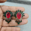 Tavira Doublet Statement Studs- Green Red