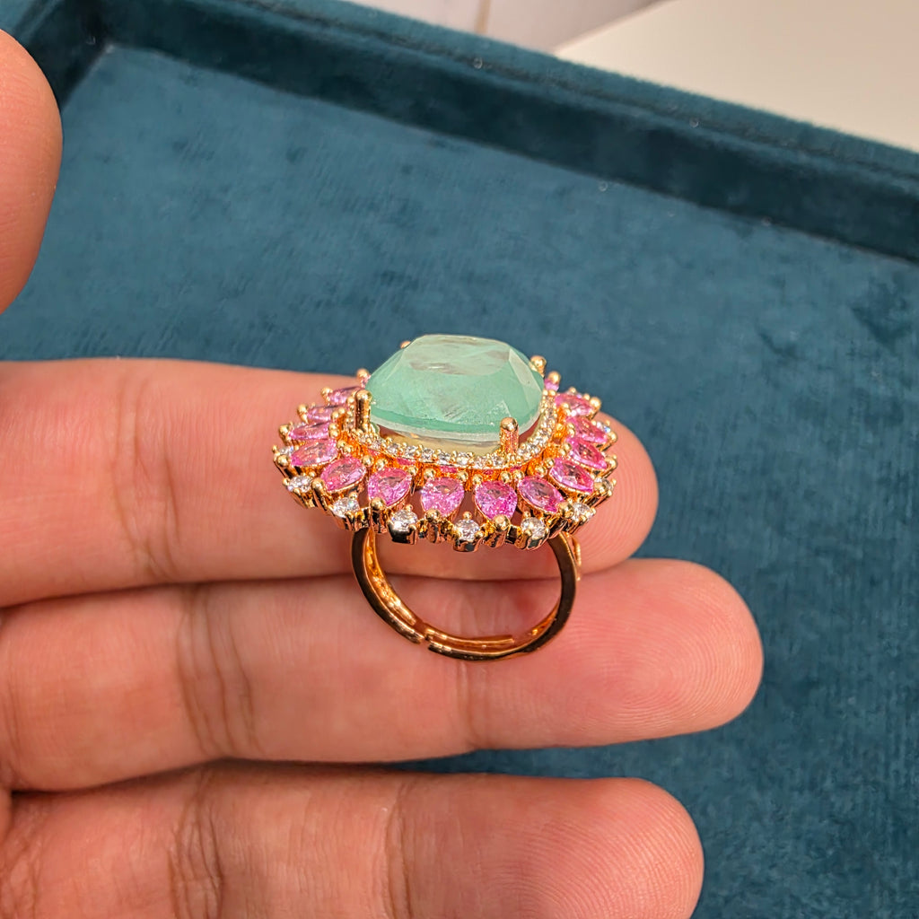 Anam Russian Doublet Statement Carat Plating Ring - Mint
