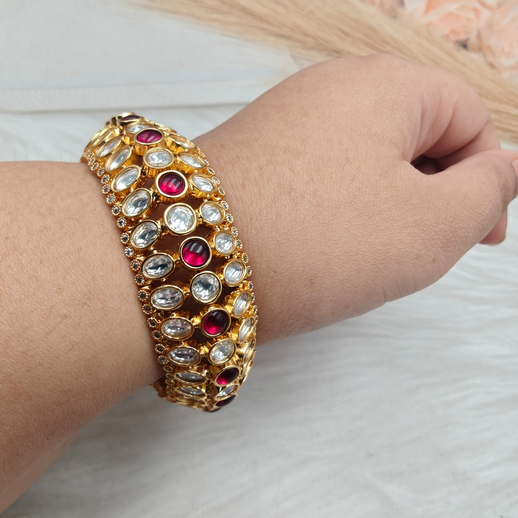 Aarna Flexible Free Size Bangle Bracelet- Ruby