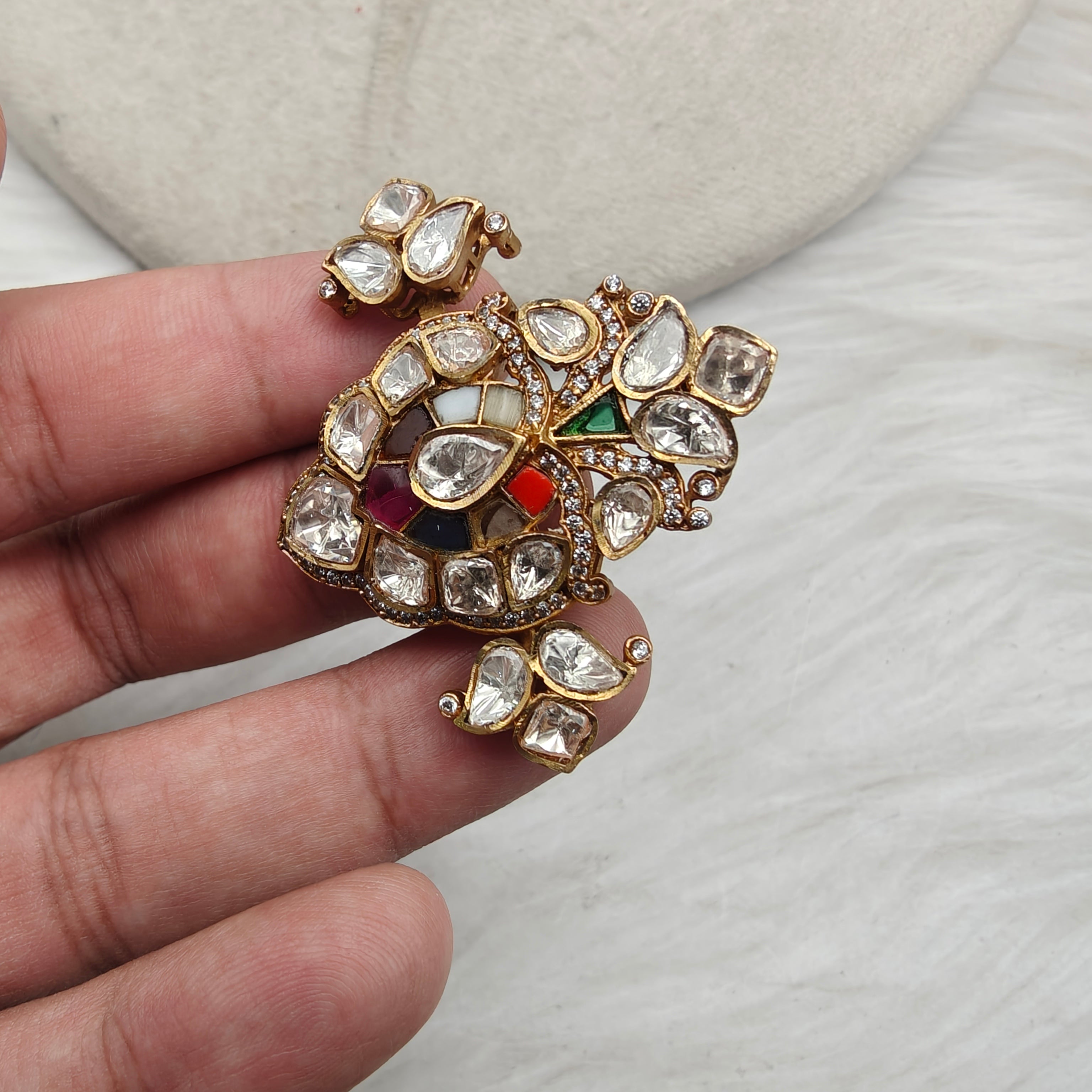 Shahida Moissanite Takker Stone Statement Ring- Multi