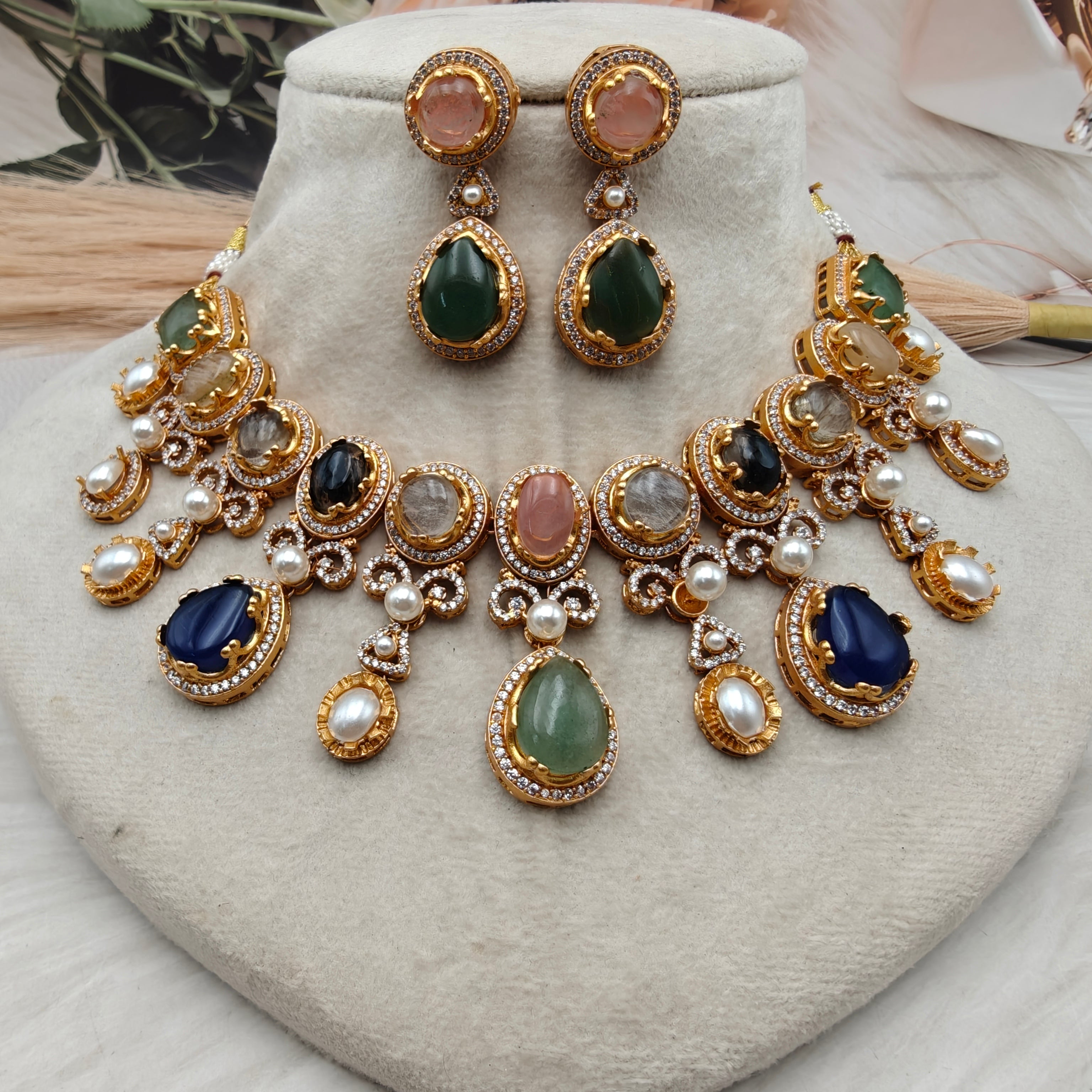 Sabya Inspired Bhuri Necklace Set - Multi