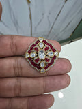 Spardha Moissanite Polki Adjustable Ring- Ruby