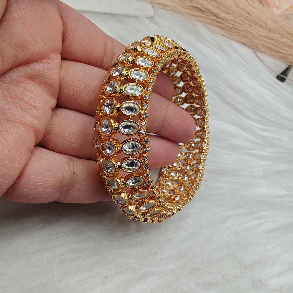 Aarna Flexible Free Size Bangle Bracelet- Neutral White