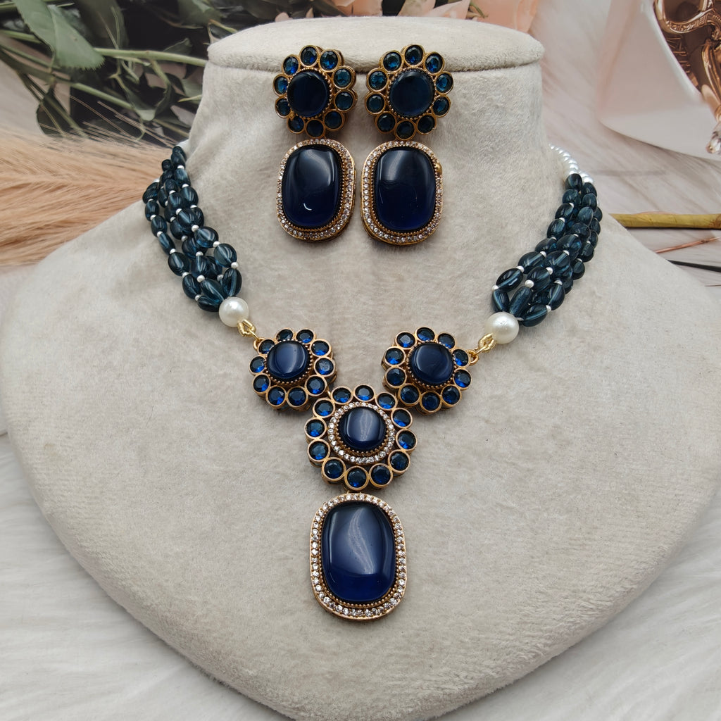 Ramiya Necklace Set - Blue