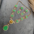 Tanishka Bagh Natural Stone Necklace Set - Green