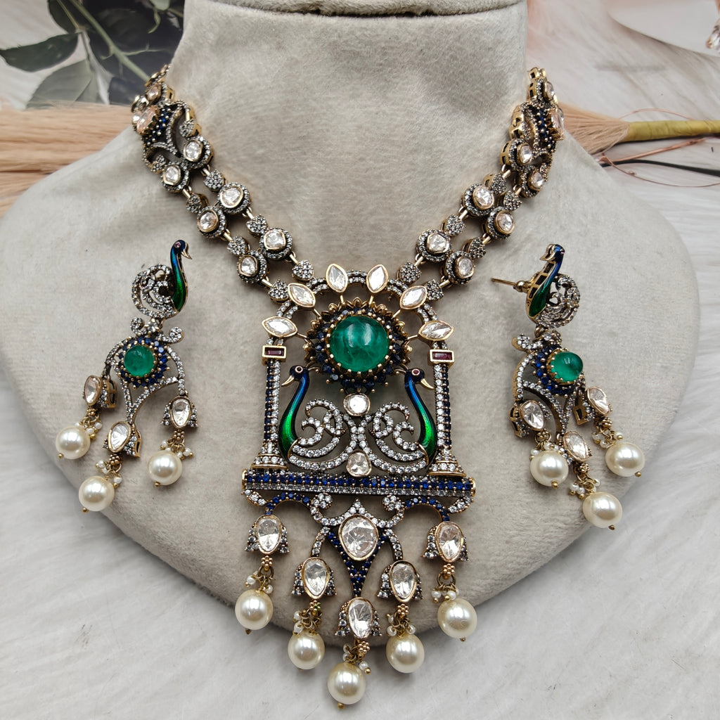 Neelam Mor Mahal Necklace Set