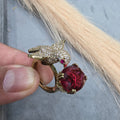 Arohi Bird Adjustable Ring- Ruby Red