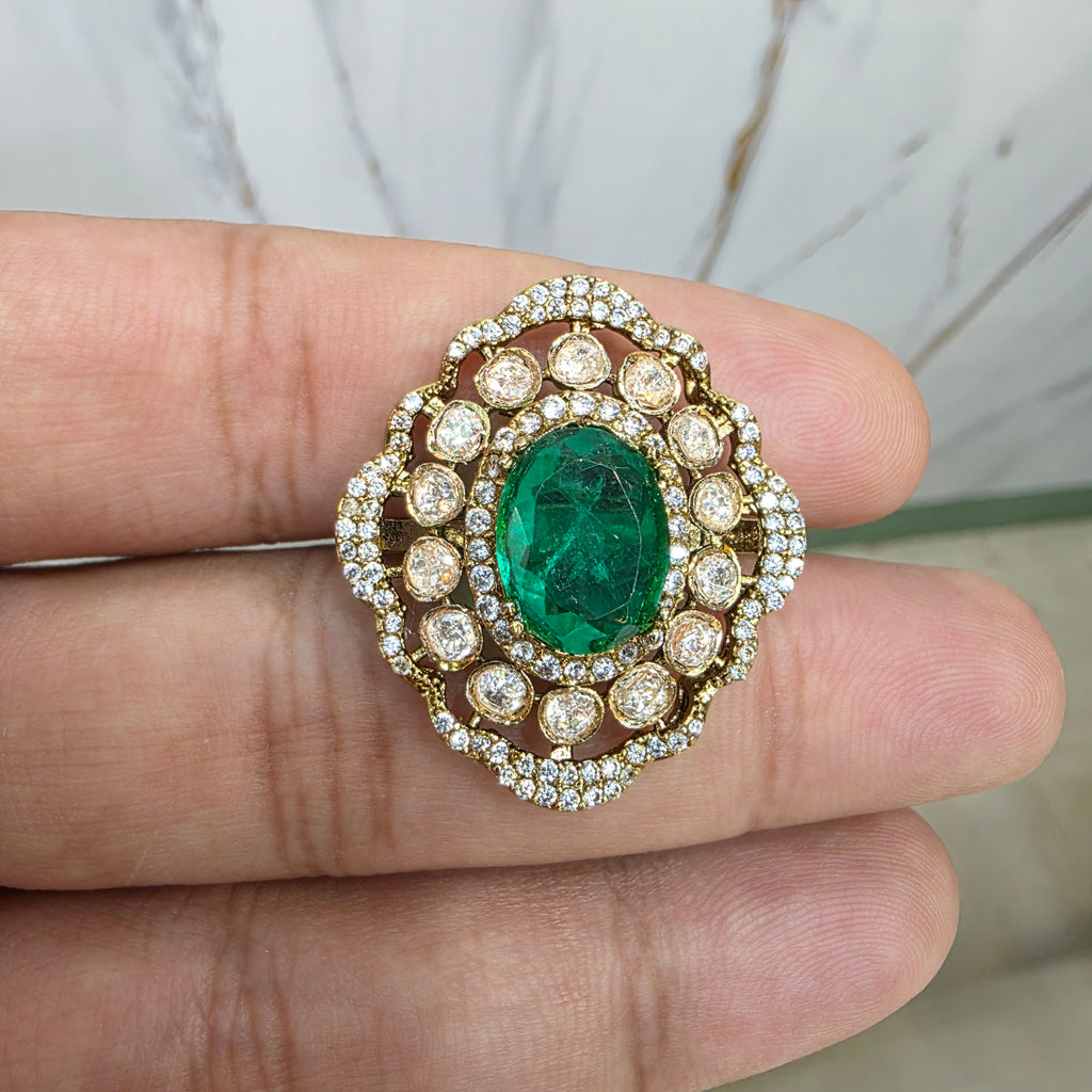 Elara LB Moissanite Adjustable Ring- Green