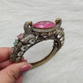 Mukti Doublet Uncut Moissanite Jadau AD Bracelet - Pink Mint