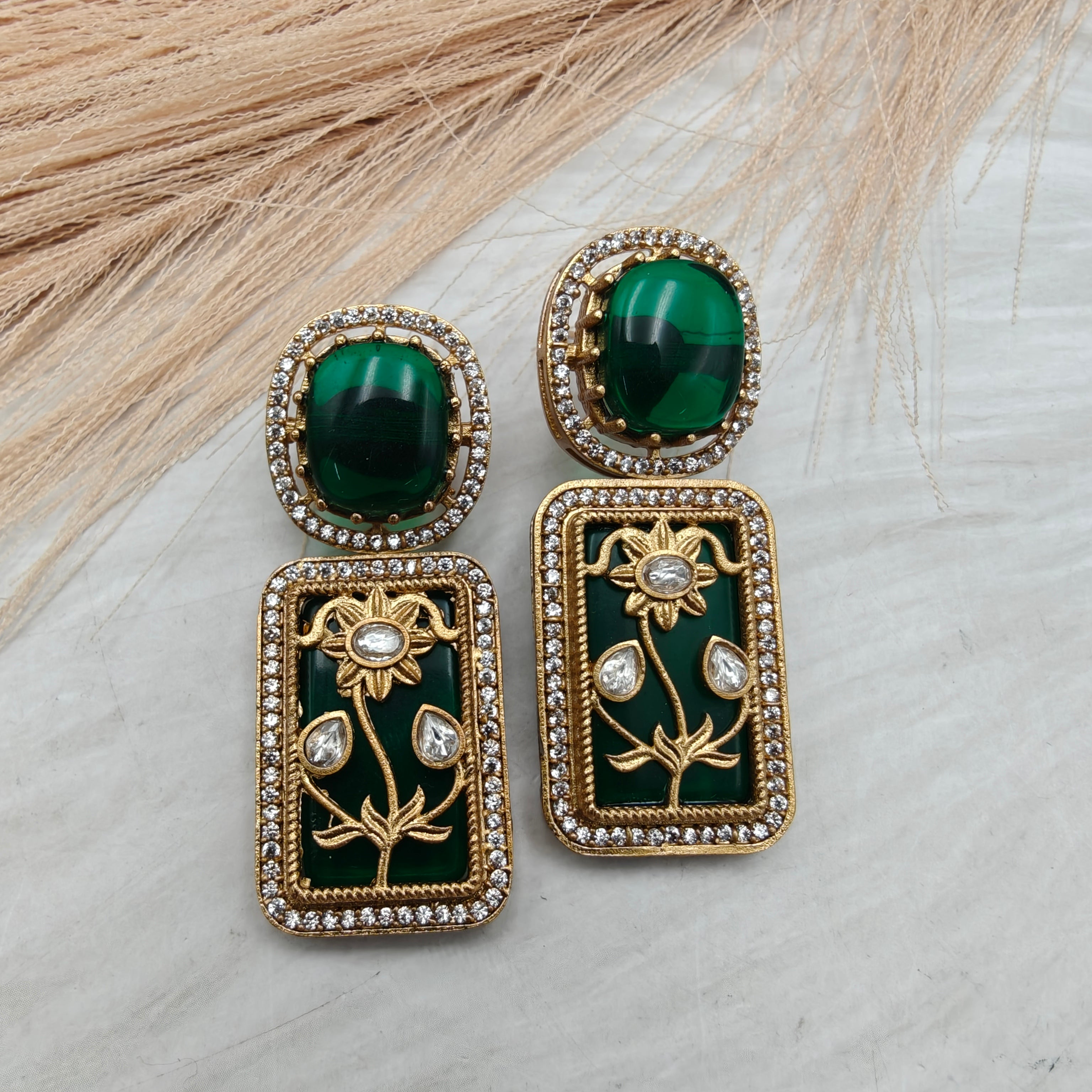Ridhima Holdali Earrings- Green