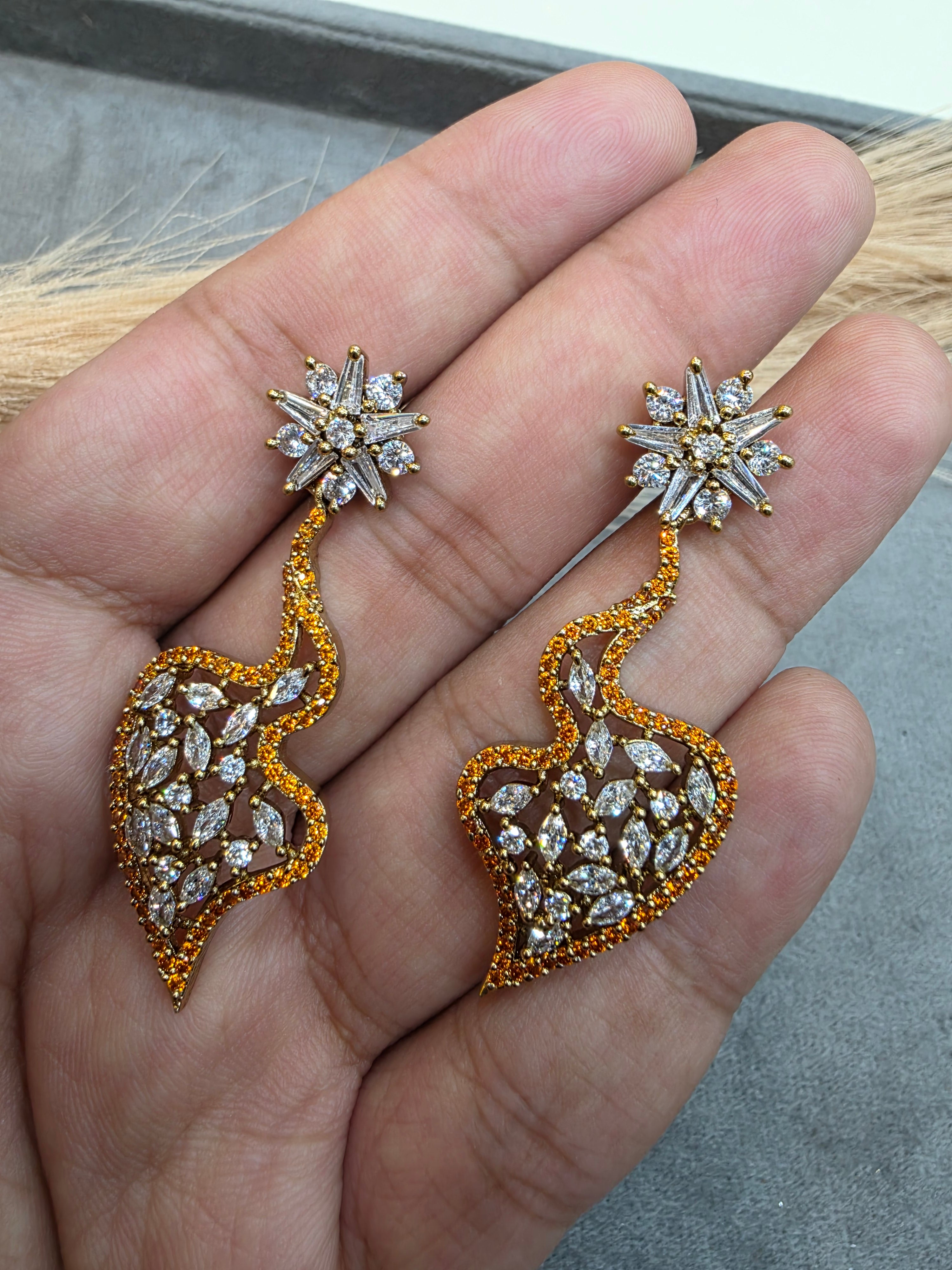 Jigna Starcut AD Earrings- Coral/Orange