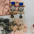 Panchali Doublet Kashmiri Brass Fusion Earrings - Blue