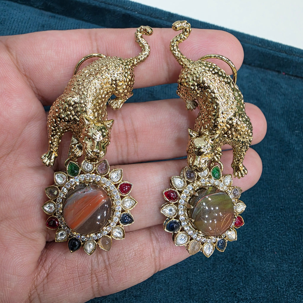 Bageera Sabya Inspired Statement Earrings- Brick Brown
