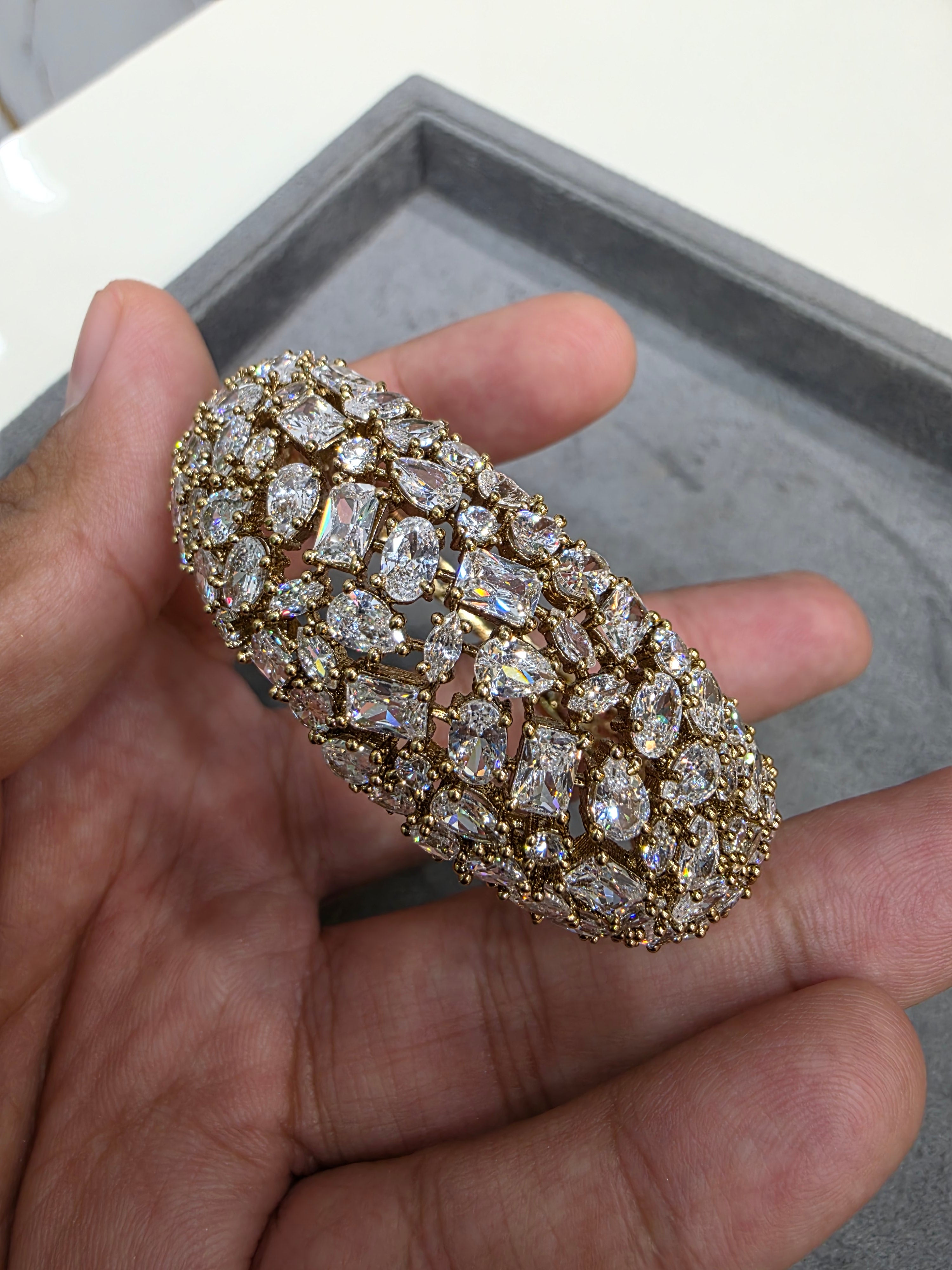 Nanki CZ Openable Cocktail Bracelet- Mehendi Polish