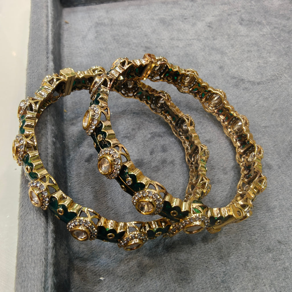 Khushi enamel openable Bangle- Green
