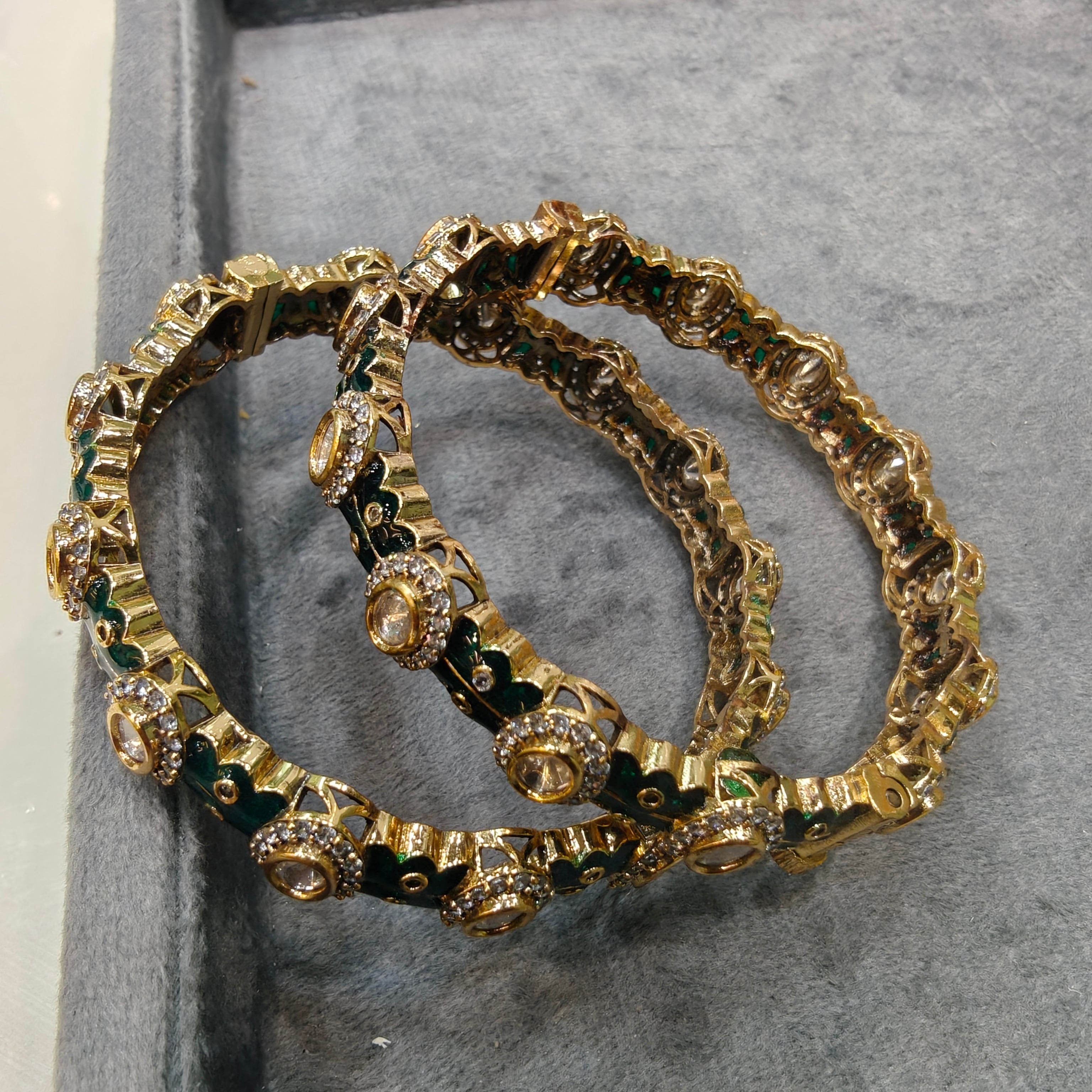 Khushi enamel openable Bangle- Green