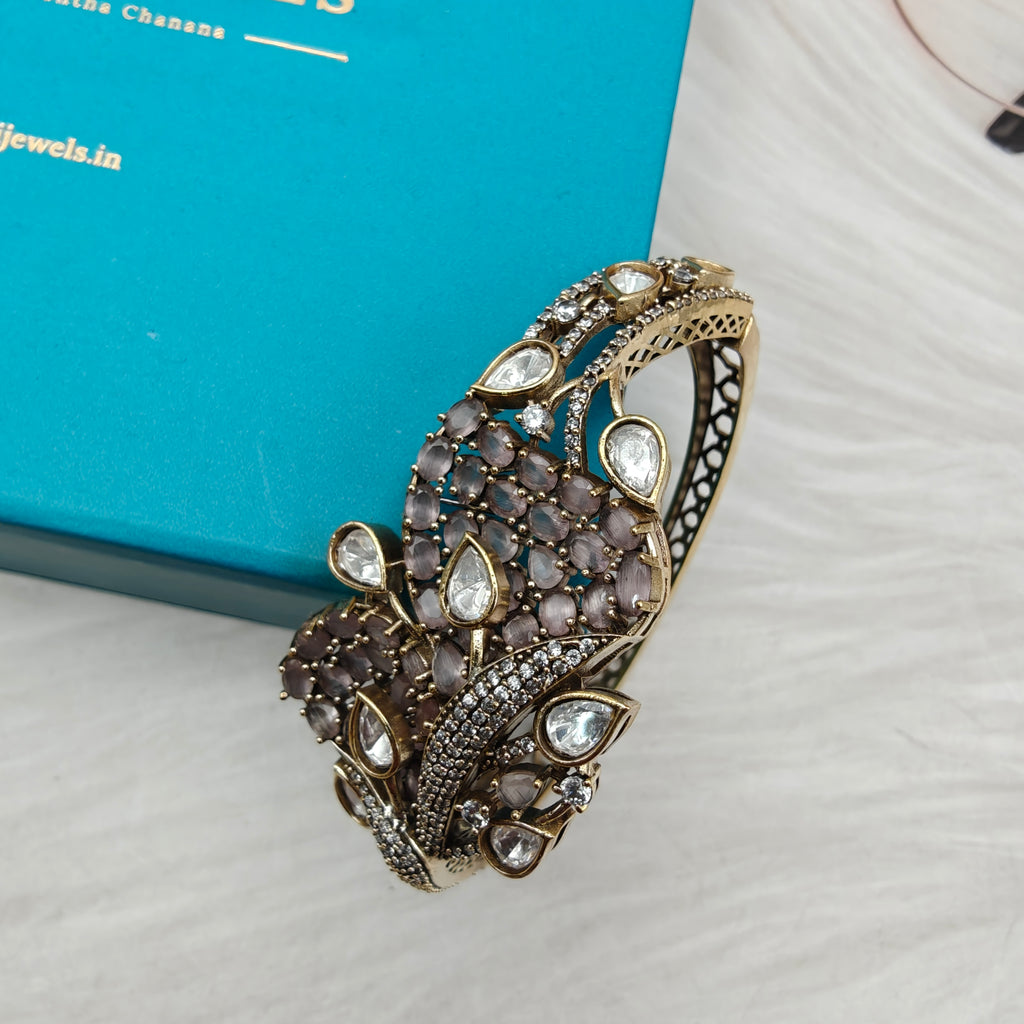 Akriti Pota Stone and Polki Openable Bracelet- Blush Pink