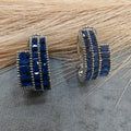 Supriya AD baguette Silver Plated Hoops - Blue