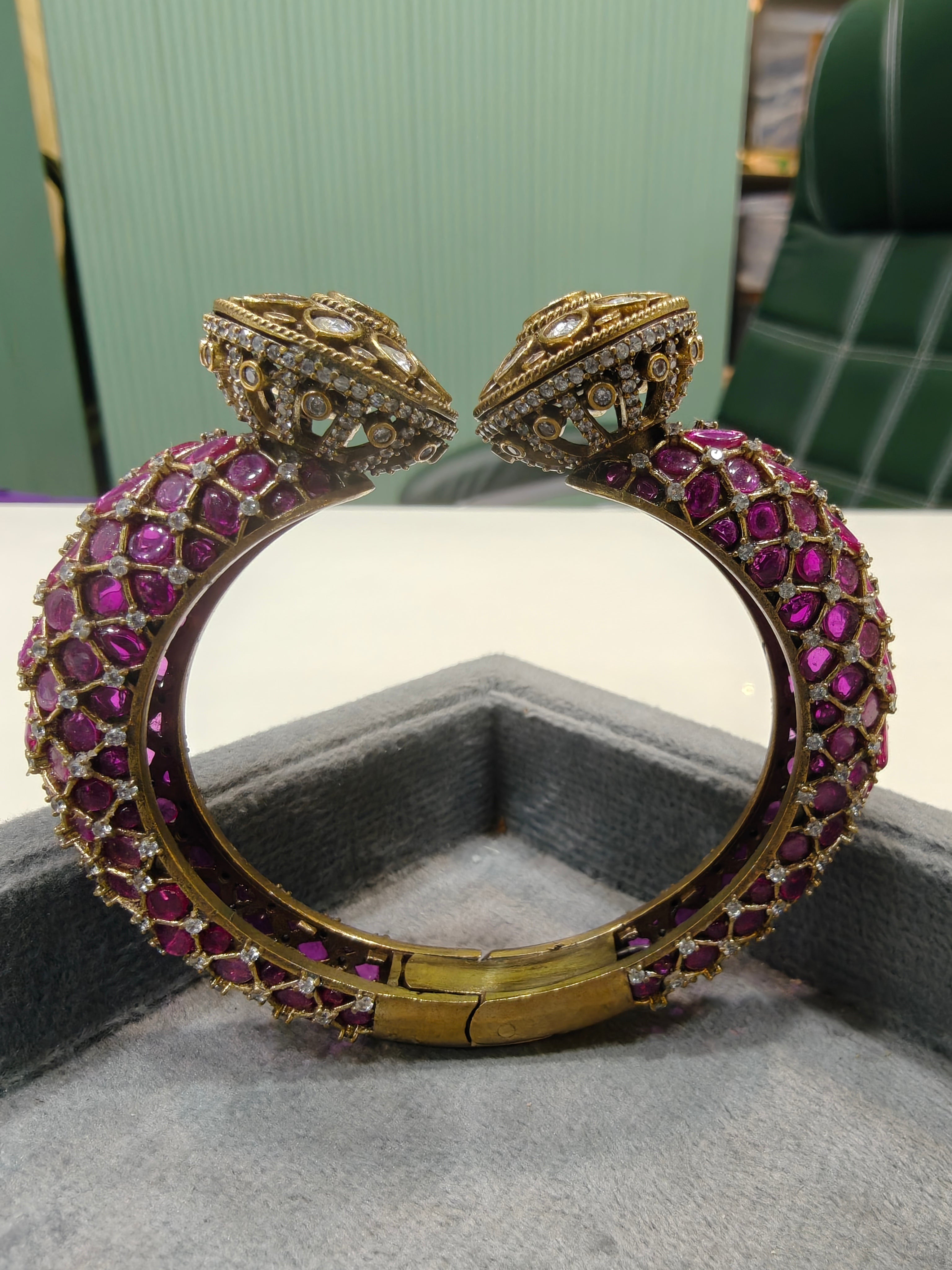 Ruban Openable Bracelet Kangan- Ruby Pink
