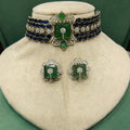 Tisha Designer Choker Set- Blue Green