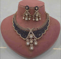 Samara Moissanite Polki Necklace Set- Blue