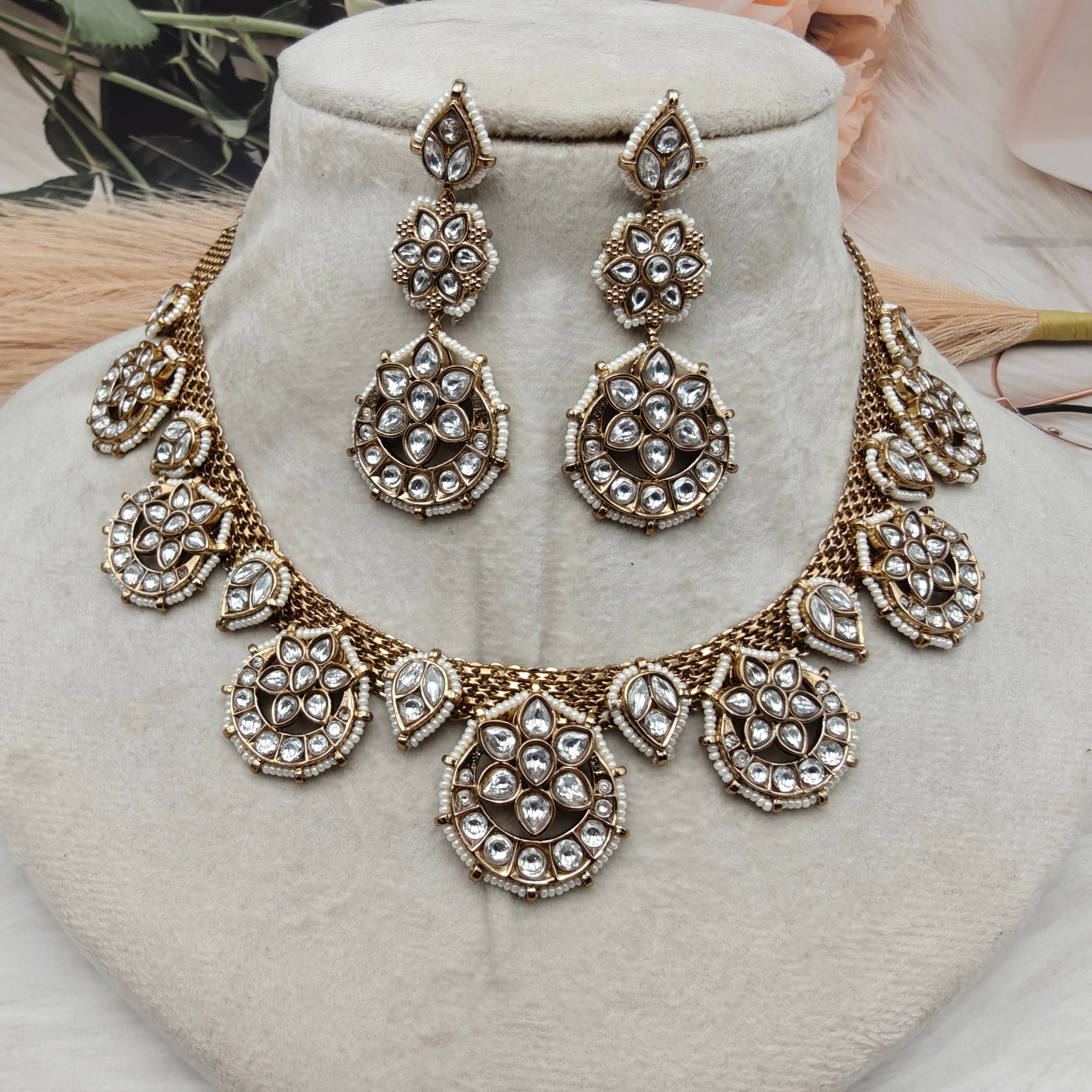 Paridhi Jadau Kundan Real Antique Gold Look Necklace Set