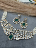 Arifa Polki Kundan Choker Necklace Set- Emerald
