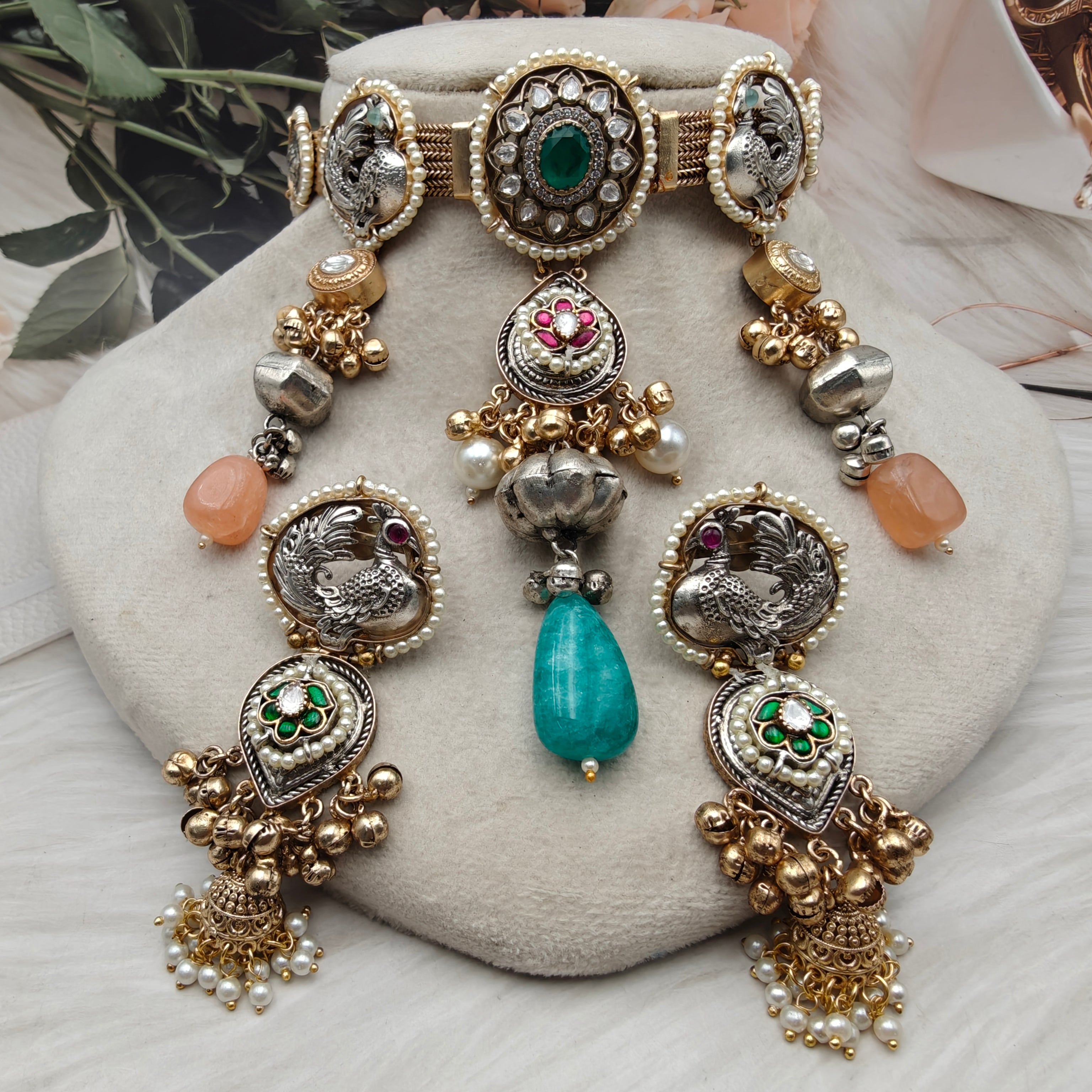 Mariyam Brass Fusion Handcrafted Choker Set with Earrings