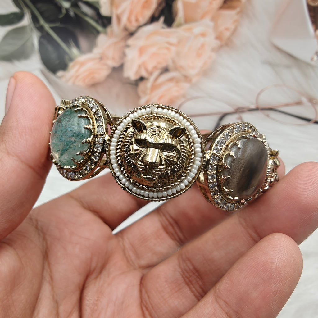 Bagh Sabyasachi Inspired Natural Gemstone Openable Bangle - Pastel Multi