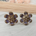 Chitra Italian Meena and Moissanite Studs- Purple