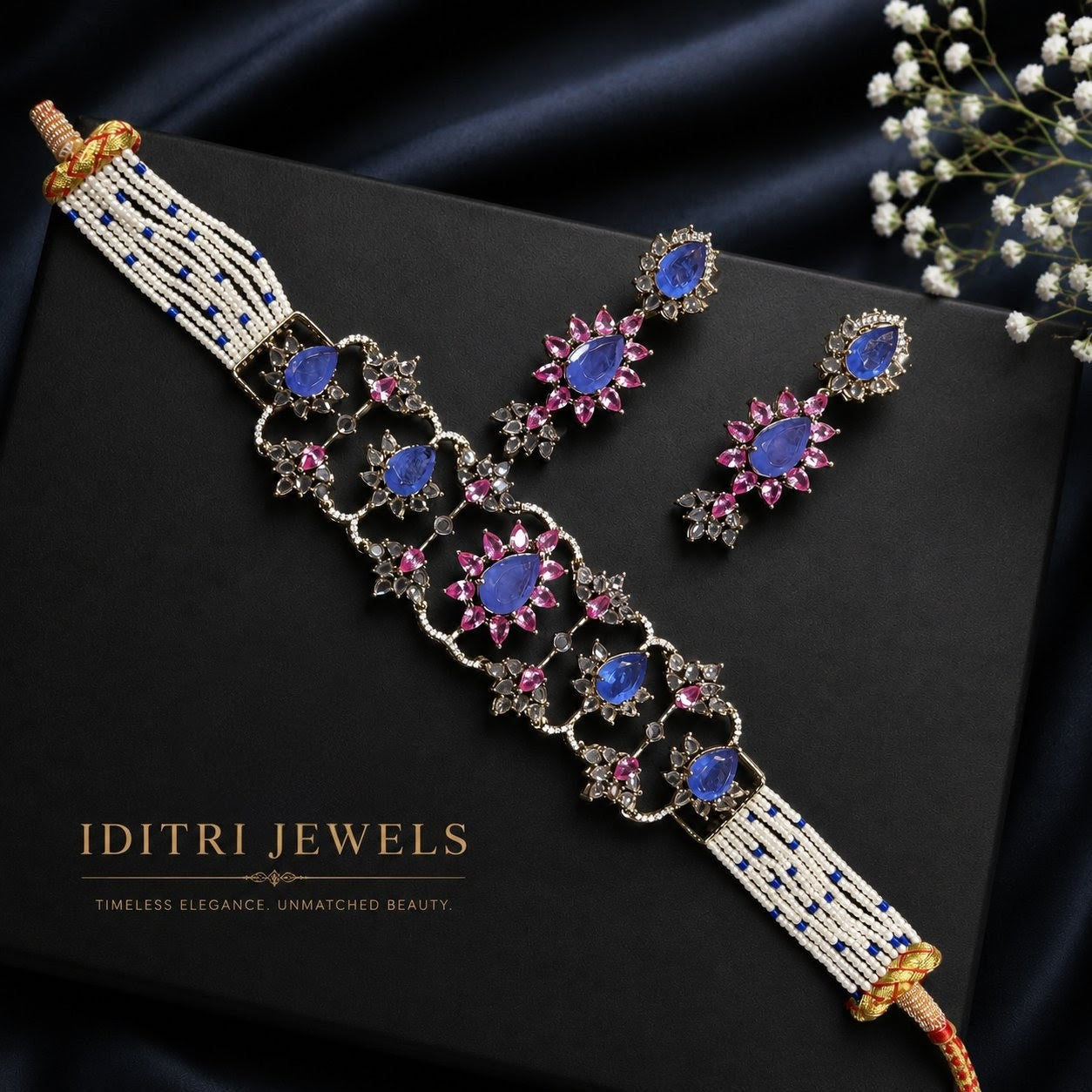 Muskaan Russian Doublet Cut Polki Choker Set- Purple