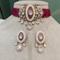 Ayla Mother Of Pearl Choker Set- Dark Pink