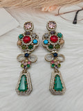 Sabyasachi Inspired Statement Hatima Earrings - Green Multi