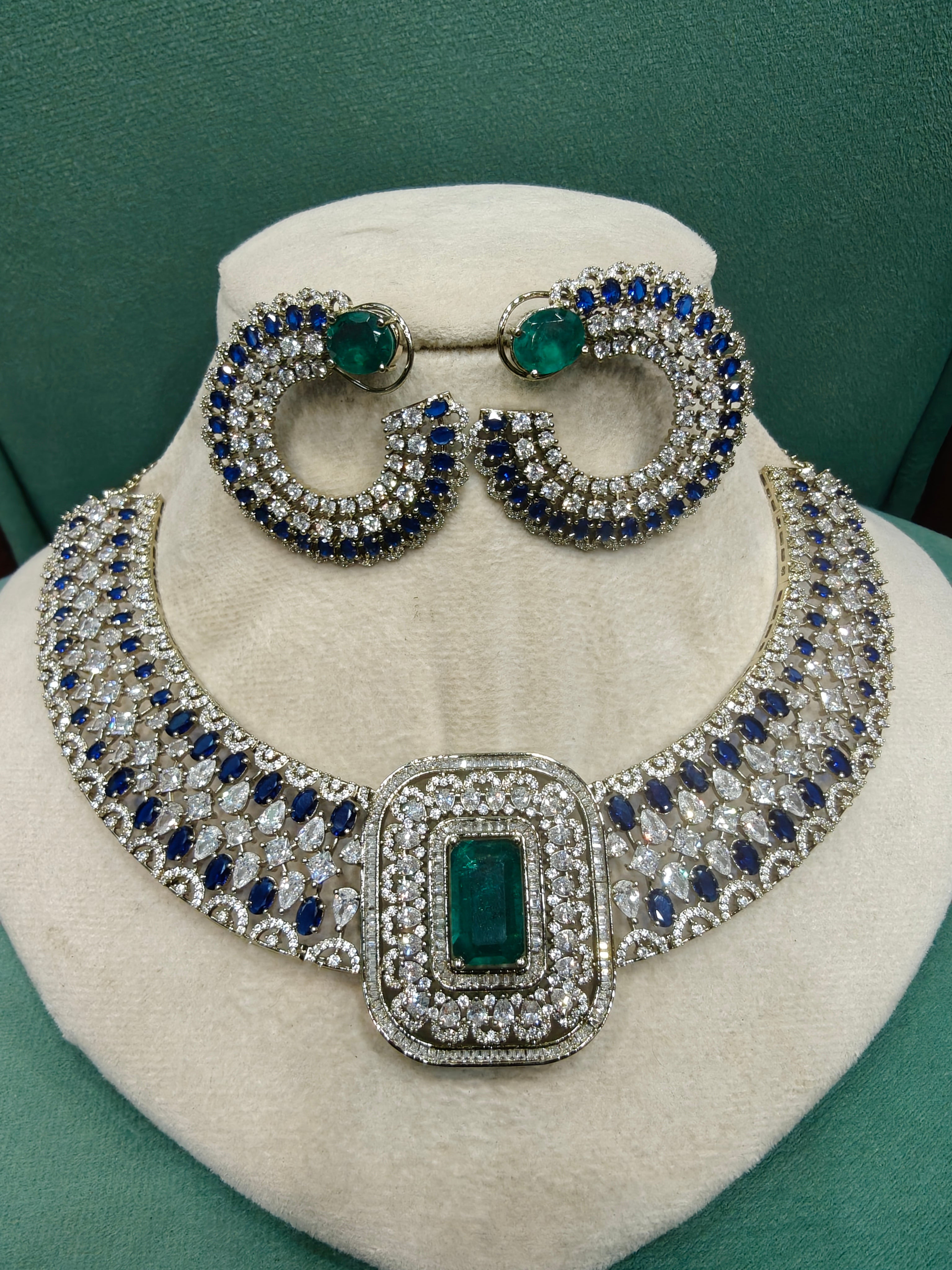 Haven Collar Necklace Set- Blue Green