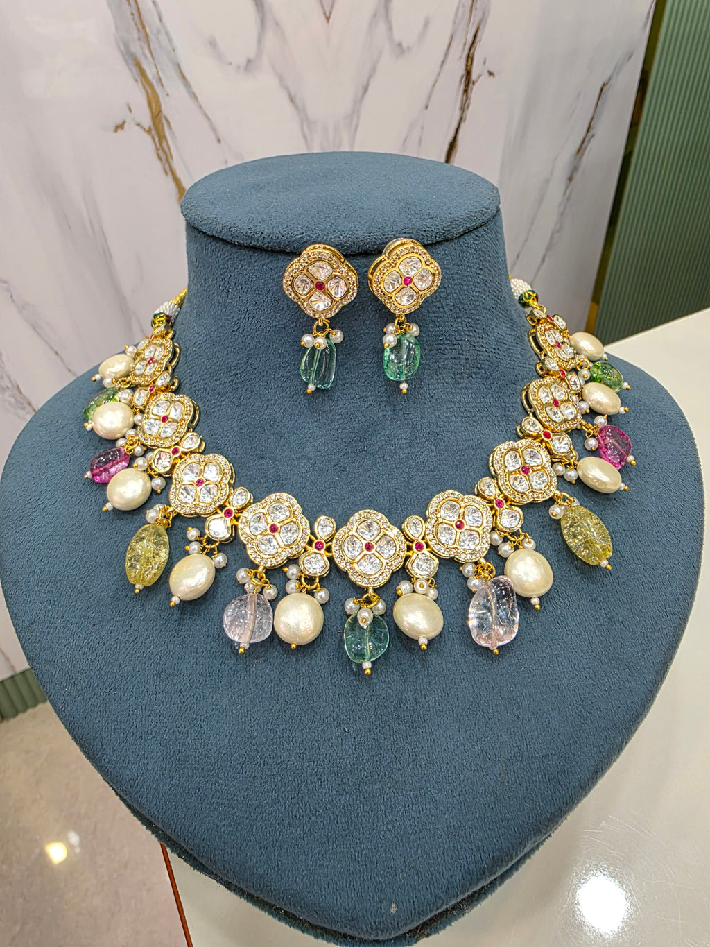 Anvesha Tyani Kundan Necklace Set- Multi
