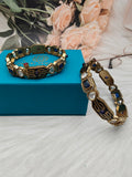 Sargam Enamel and Moissanite Openable Bangles- Blue