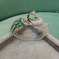 Mayura 3D Layer Openable Bracelet (Silver Finish)- Green